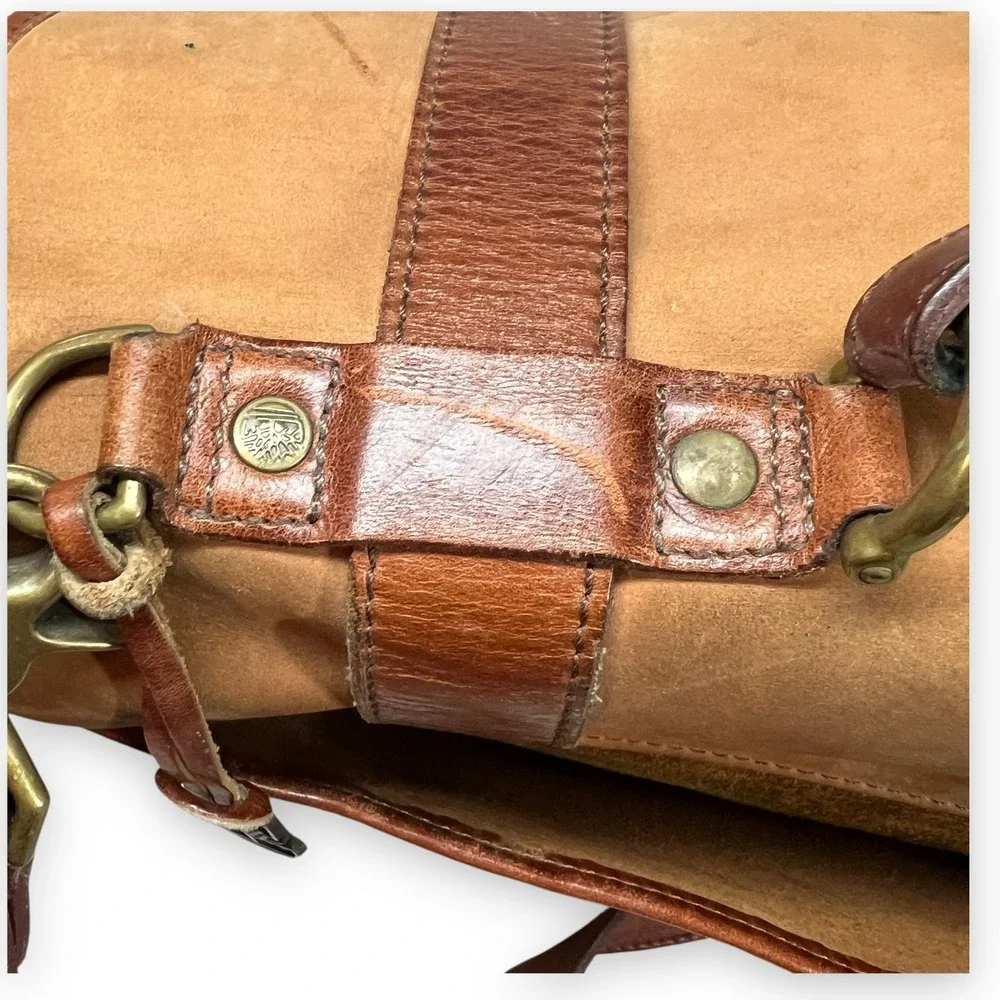 VTG Timberland Briefcase Men Tan Leathe USA Made Gorpcore Messenger Bag Heritage